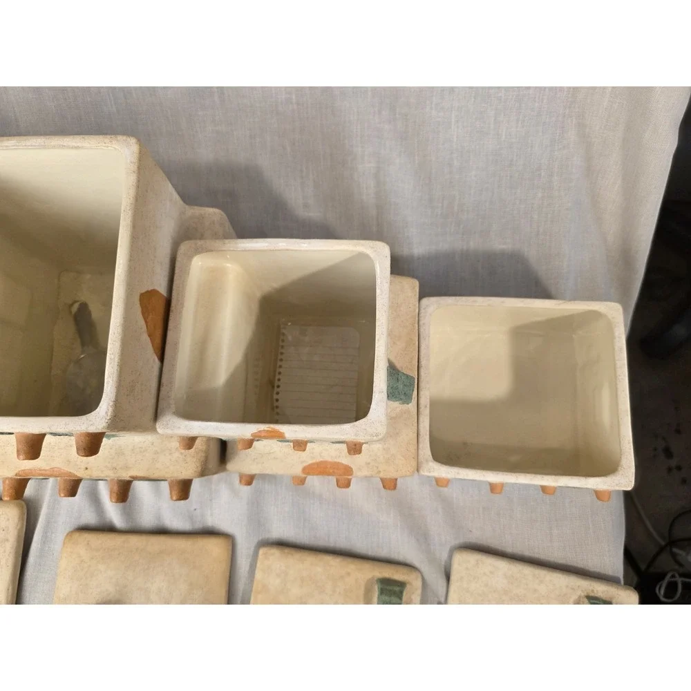 Vintage 4pc Southwest Pueblo‎ Adobe Kitchen Pottery Canisters